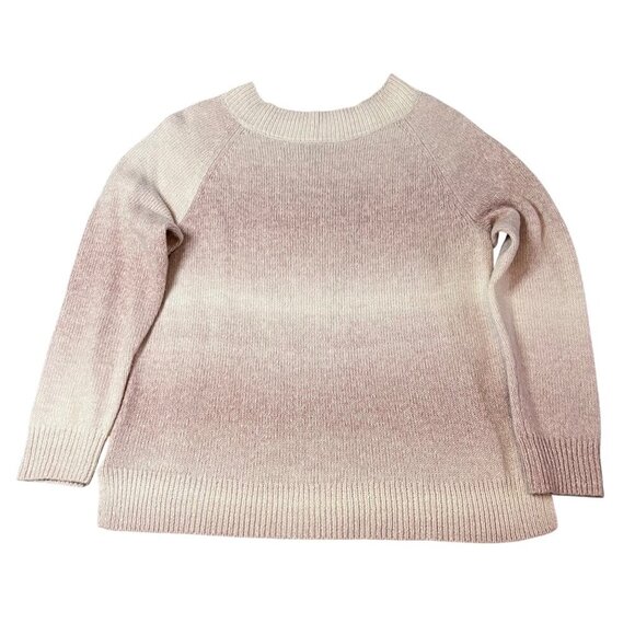 Chaps Womens Ombré Sweater Medium Cotton/Acrylic Blend Pink & Beige - Picture 1 of 6